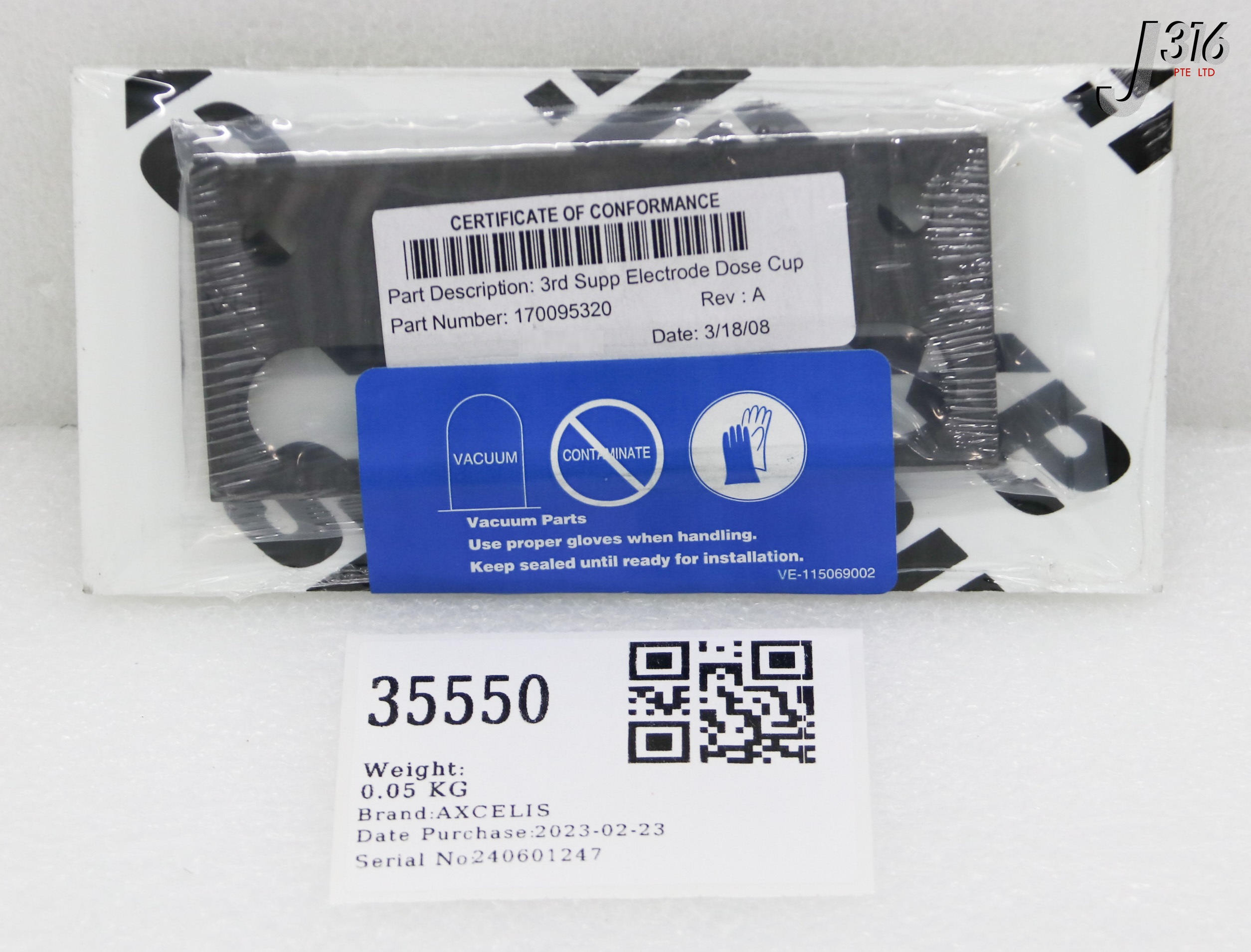 メイ 35550 AXCELIS 3RD SUPPRESSION ELECTRODE DOSE CUP E/S (NEW